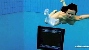 kristy hot babe with HUGE boobs swims underwater... damn!