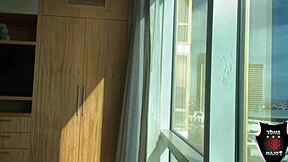 ava valentina's big tits bounce during hotel bbc pounding by window