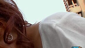 Jeans ripped oiled hairy pussy banged creampie finish