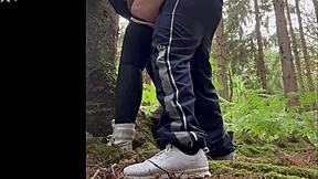 Chubby slut begs for quickie blowjob and deep anal fuck in forest