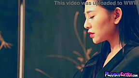 passionate chinese teen wu muxi strips to show her hairy pussy beaver