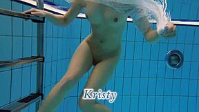 kristy hot babe with HUGE boobs swims underwater... damn!