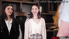 Maya Woulfe and Lily Larimar meet busty milf Lauren Phillips for naughty lesbian play