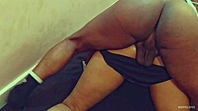 chubby girlfriend sneaks friend for quick cheating doggystyle creampie