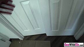 busty petite teen stepsis workout turns into rough pov cock pounding session