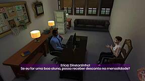 Episode 2 young virgin surrenders to old man as naughty student takes director in PT-BR RPG visual novel