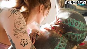 tattooed goth lesbians finger gaping assholes dildo lick orgasms