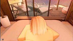 Busty Roblox blonde teen slut stepdad beach resort pounding