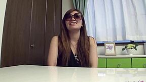 japanese teen model in glasses seduces for uncensored creampie casting fuck