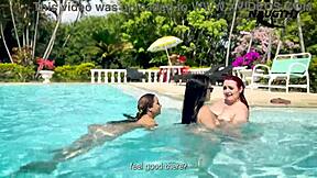 CURVY colombian lesbians lick wet pussies poolside orgy!