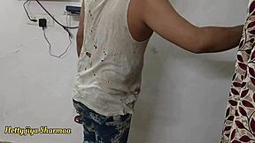 Painter rams horny Indian housewife pussy missionary style