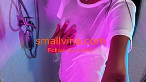 This cute nude thai teen gropes her petite ass on cam