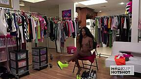 Eager petite ebony chanel skye begs bryan gozzling for rough pussy toy pounding backstage