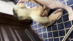 mia velvet drops to knees sucking hubby's throbbing dick deep