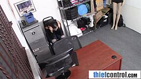 Ebony teen shoplifter trades pussy for freedom with officer's big black cock