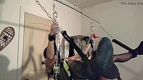 rhianna chained in swing, wanna see her tied pussy get pounded?