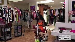 Eager petite ebony chanel skye begs bryan gozzling for rough pussy toy pounding backstage