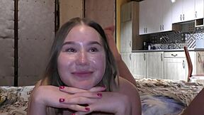 im spying on young big tits neighbor babe licking balls and taking huge cock