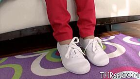 Teen sucks huge cock in erotic pov sex tape