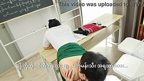 teacher spanks student's ass during rough classroom fuck
