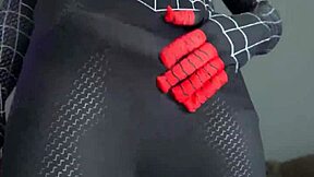 miles morales strokes spiderman cosplay to huge cumshot