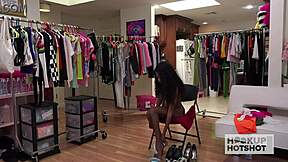 Eager petite ebony chanel skye begs bryan gozzling for rough pussy toy pounding backstage