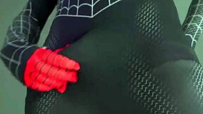 miles morales strokes spiderman cosplay to huge cumshot