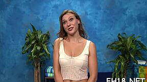 Oiled 18yo teens get nasty massage fucked hard