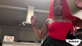 Str8rich hints at redhead ebony teen's tight ass party tease