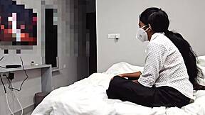 my cute desi girlfriend gets bent over for college boyfriend's big cock pounding