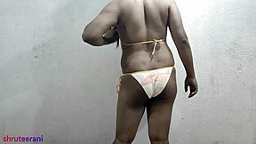 indian shemale crossdresses in micro bikini for solo fun
