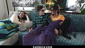 goody-goody asian stepsiblings compete licking pussy and fucking doggystyle to cum first famsuck