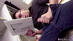 whoa caught jerking and now my squirting milf boss punishes me in the garage hard