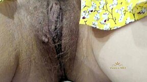 Milf Fingers Hairy Pussy Waiting for Hubby's Young Dick