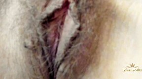 Milf Fingers Hairy Pussy Waiting for Hubby's Young Dick