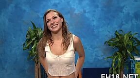 Oiled 18yo teens get nasty massage fucked hard