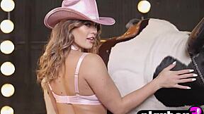 Blonde teen Olivia Taylor strips lingerie, poses her big ass passionately solo.