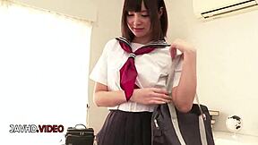 japanese student rides thick monster cock