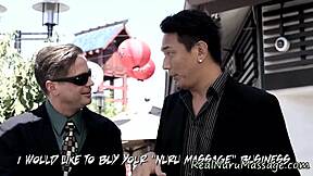 cute asian babe gives slippery nuru handjob massage