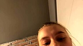 horny girl shaves pussy for extreme locker room masturbate