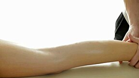 naughty oiled teen slut splits legs for rough pussy massage