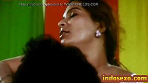 young guy licks honey off indian older woman's big tits