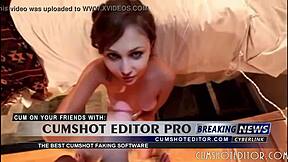 damn this cute amateur teen's handjob ends in massive facial cumshot pov