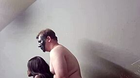 masked daddy bends petite teen slut over fucks doggystyle after blowjob umm