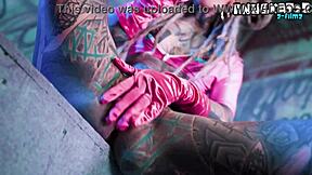 tattooed goth slut solos dp toys anal to mouth fingering pierced nipples orgasm