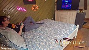 Mother-in-Law Ignites Stepson's Desire During Pac-Man Fucks Her Fills Pussy Eats Cum