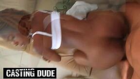 Bubble Butt Ebony Babe Rides Huge White Cock Reverse Cowgirl