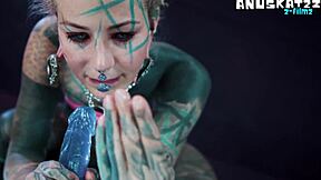 Psychedelic hippie chick pip teases with dildo anal play in casual vibe