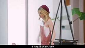 Stepsiblings' art project turns wild: bent over swaps, cowgirl orgy, taboo teen tits bouncing everywhere