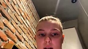 Incredible Gym Squirting Orgasm From Horny Fat Blonde Teen